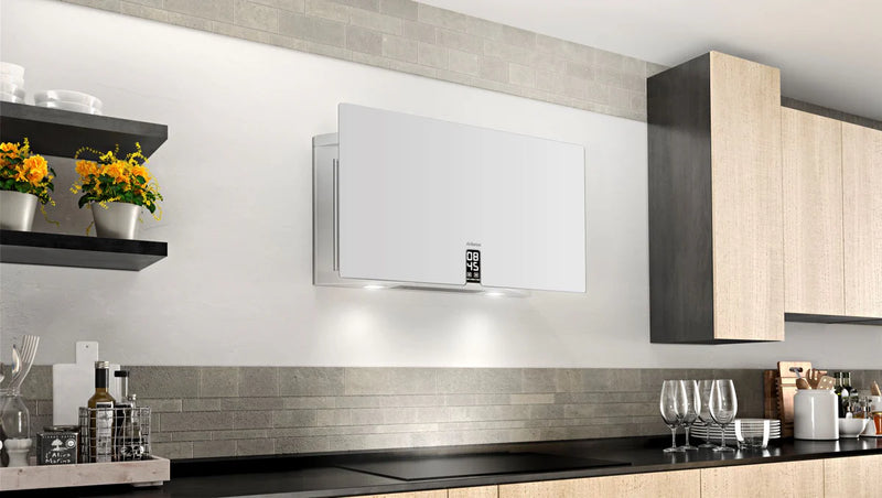 Airforce Vertical InTime 83cm Wall Mounted Cooker Hood-Satin White Glass