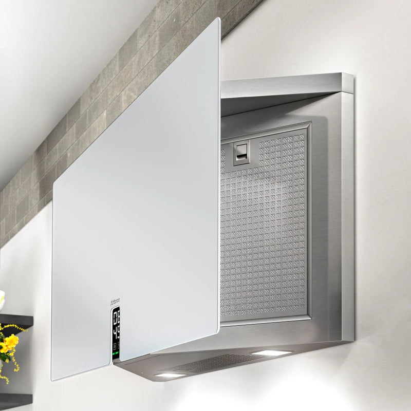 Airforce Vertical InTime 83cm Wall Mounted Cooker Hood-Satin White Glass