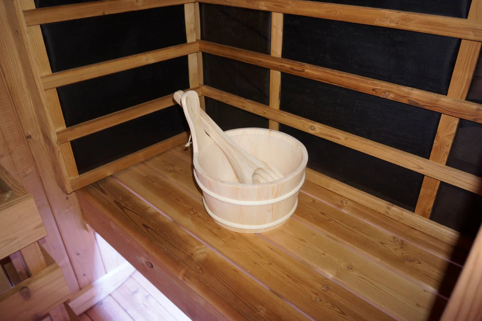 Outdoor Oval Barrel Sauna Combination Infrared/ traditional 1842 x1200 x 1945mm