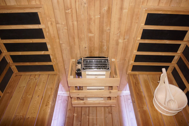 Outdoor Oval Barrel Sauna Combination Infrared/ traditional 1842 x1200 x 1945mm