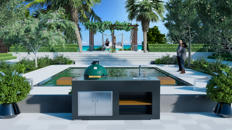 Grillandia Outdoor Kitchen Large Green Egg, Sink and Weather Cover - 2m L