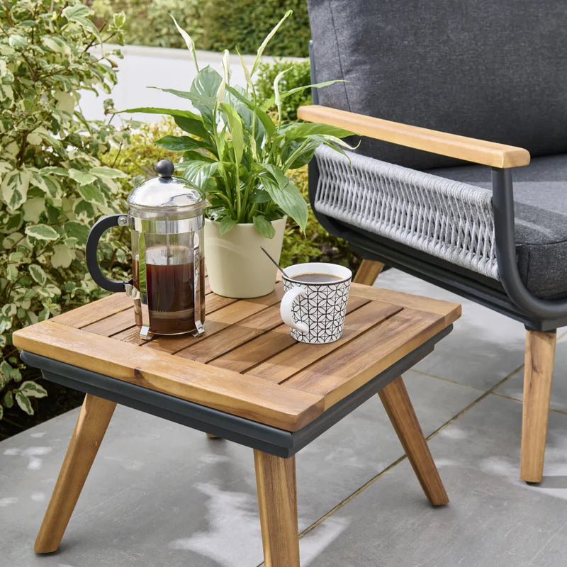 Kimora Relax Bistro with foot stools with Grey Fabric Cushion