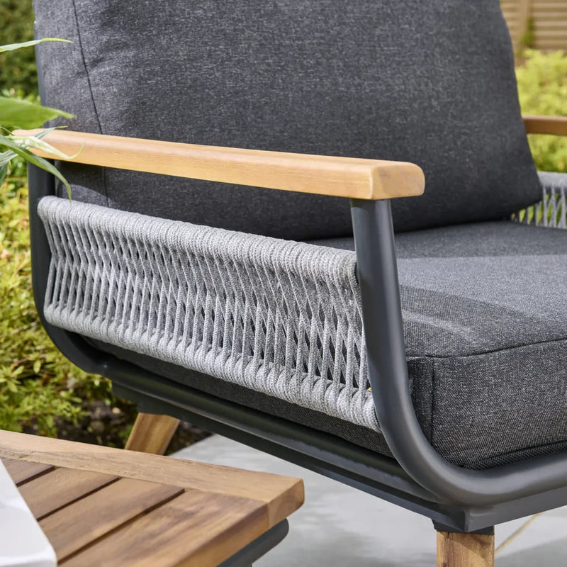 Kimora Relax Bistro with foot stools with Grey Fabric Cushion