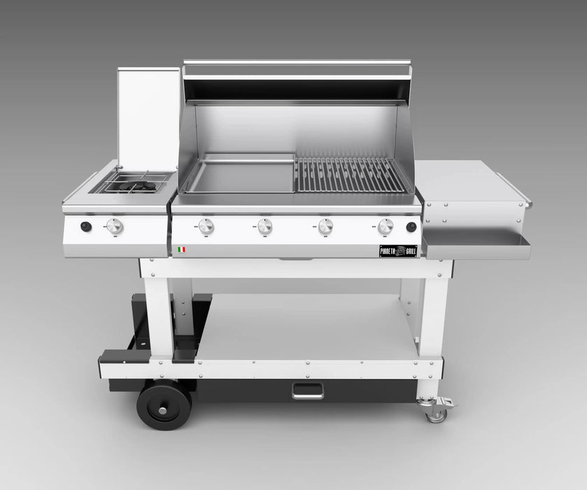 Pianeta Grill - Master 750 Grill 4 Burner Barbecue with Teppanyaki Plate & Trolley