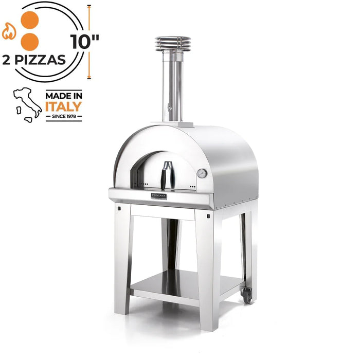 Fontana Margherita Wood Pizza Oven Including Trolley - Stainless Steel