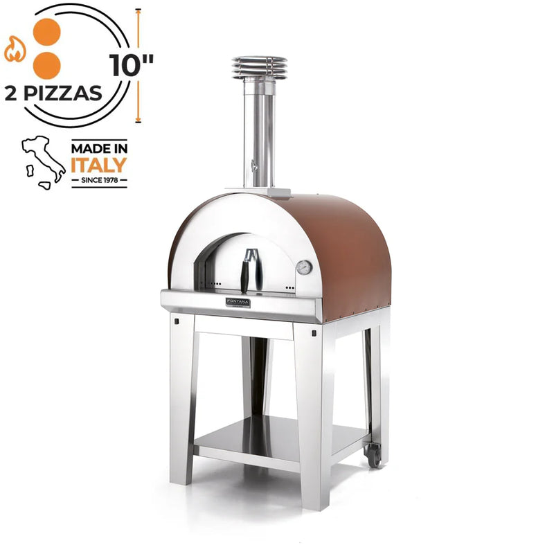 Fontana Margherita Wood Pizza Oven Including Trolley - Rosso