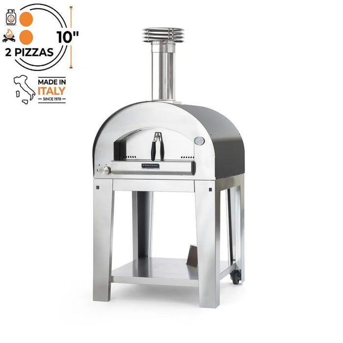 Fontana Margherita Hybrid Gas and Wood Pizza Oven Including Trolley - Anthracite