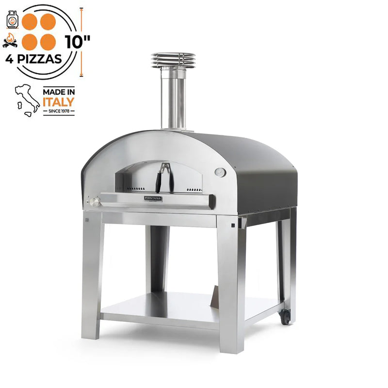 Fontana Mangiafuoco Hybrid Gas and Wood Pizza Oven Including Trolley - Anthracite