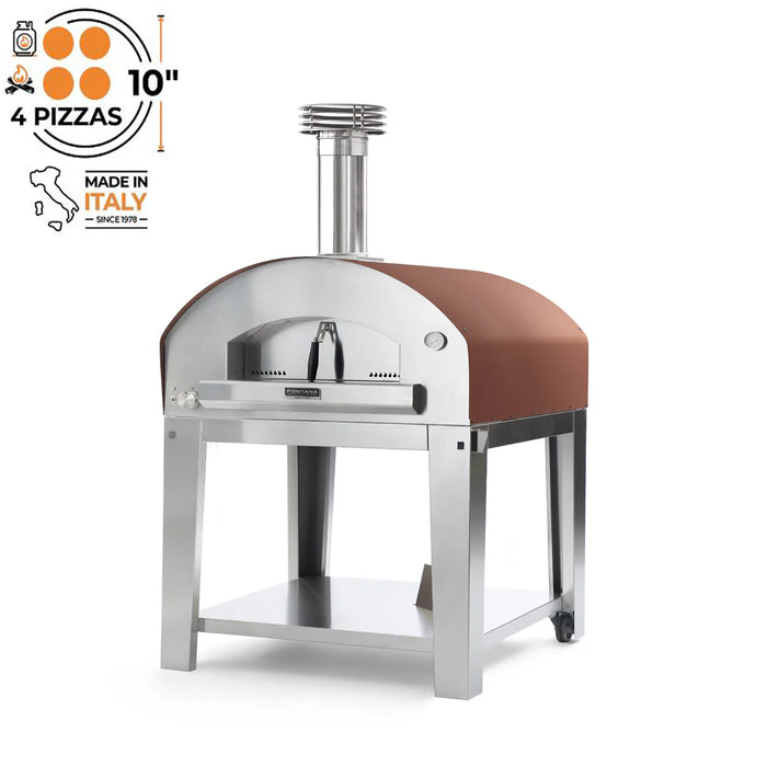 Fontana Mangiafuoco Wood Pizza Oven Including Trolley - Rosso
