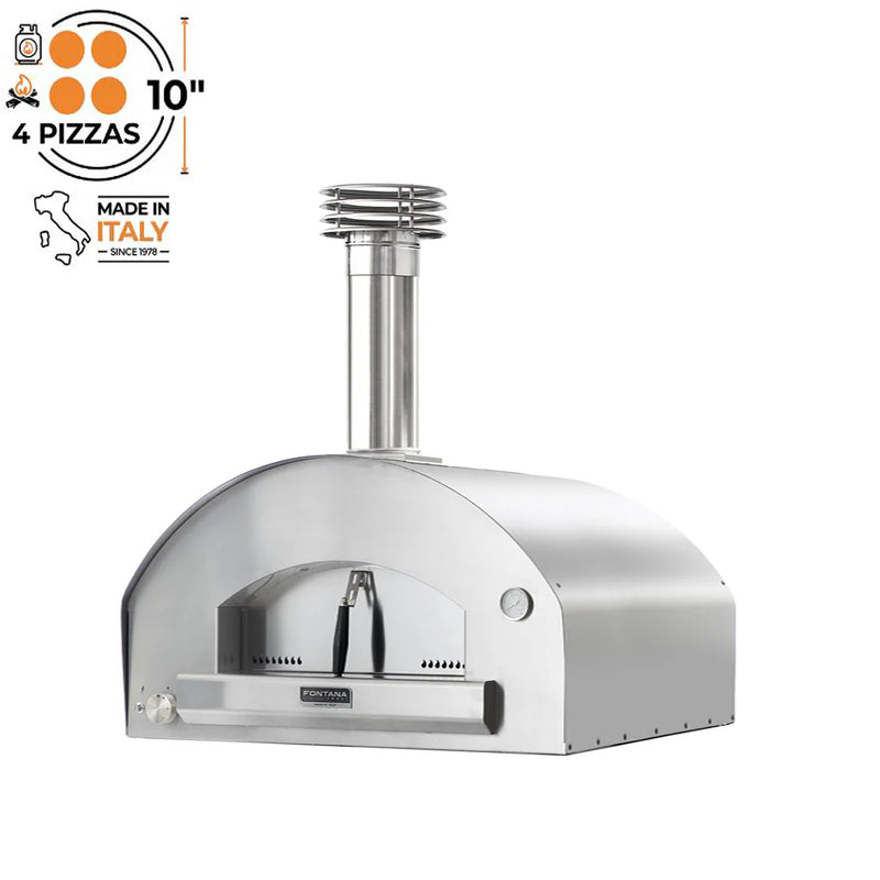 Fontana Mangiafuoco Build In Hybrid Gas and Wood Pizza Oven - Stainless Steel