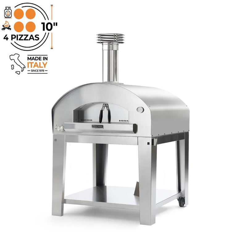 Fontana Marinara Wood Pizza Oven Including Trolley - Stainless Steel