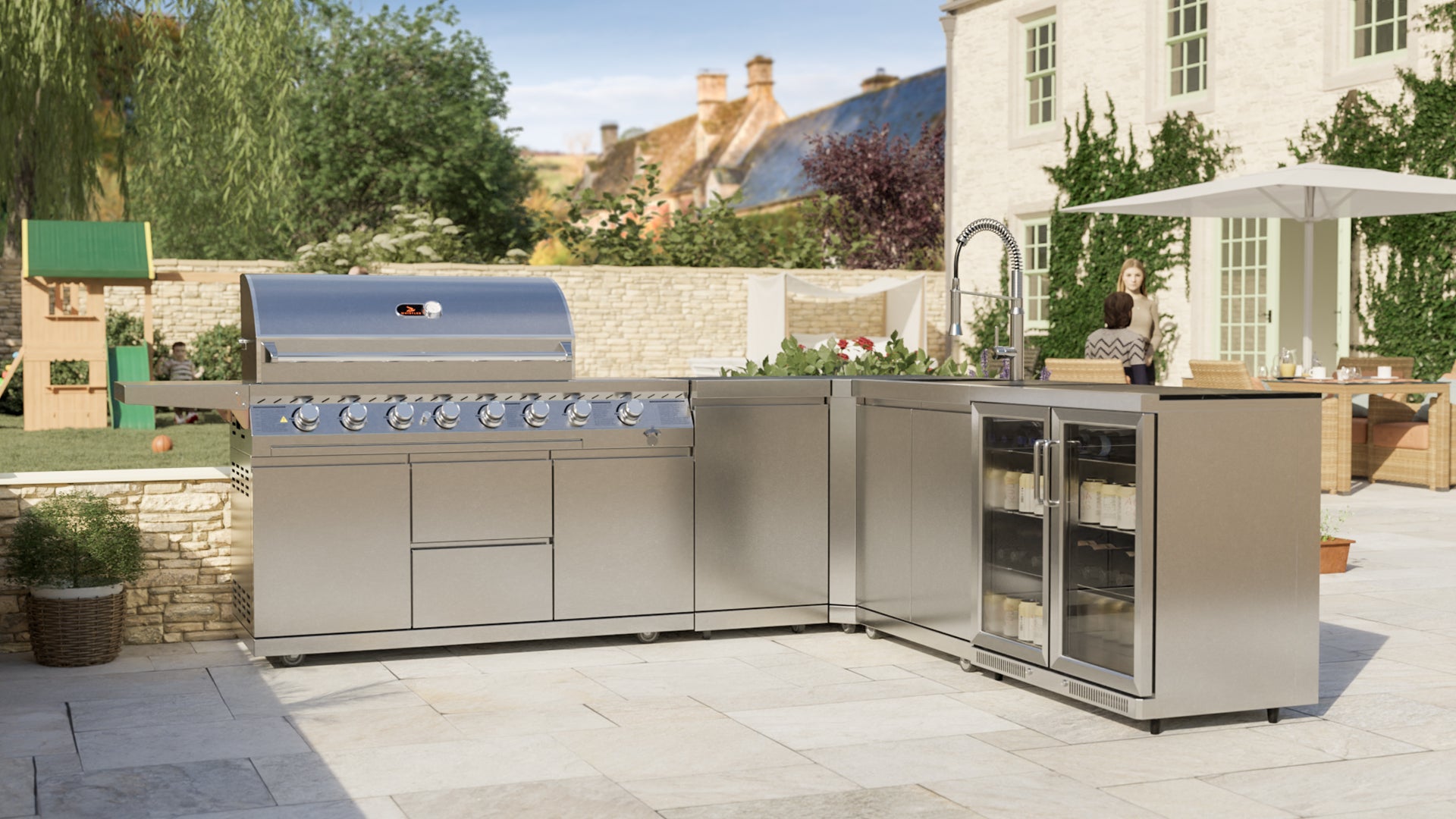 Whistler Cirencester Outdoor Kitchen 6 Burner BBQ, Sink and Fridge Marlborough