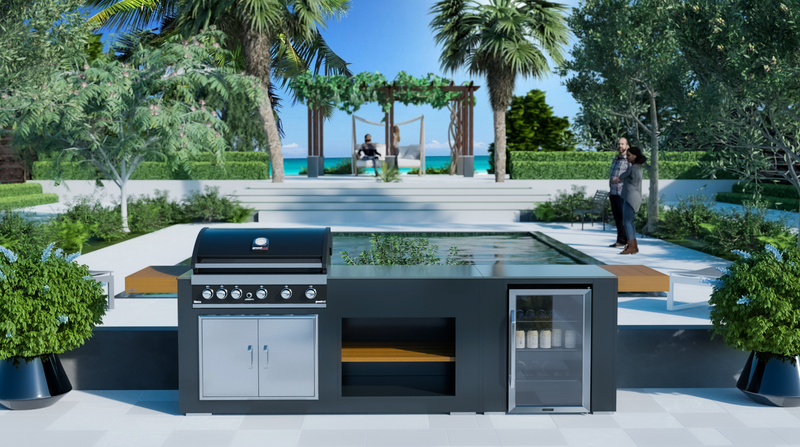 Grillandia Outdoor Kitchen Maxim 5 Burner, Fridge and Weather Cover - 2.5M