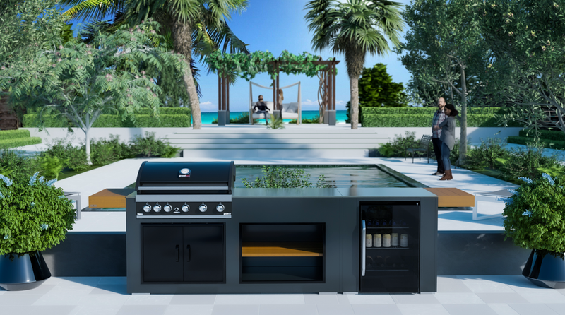 Grillandia Outdoor Kitchen Maxim 5 Burner, Fridge and Weather Cover - 2.5M