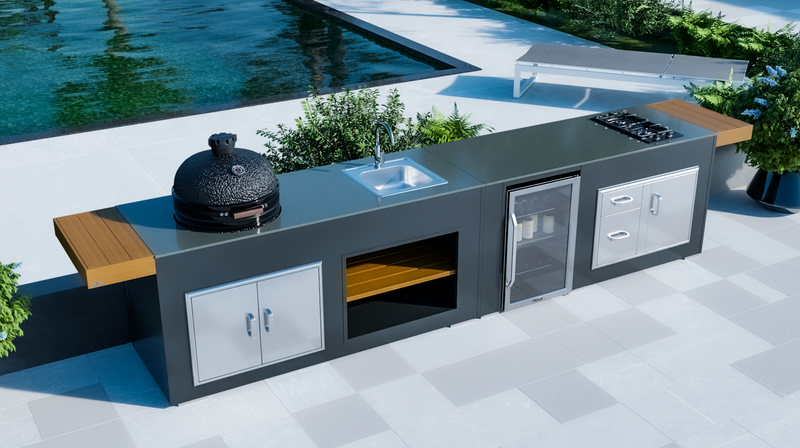 Grillandia Outdoor Kitchen With Hob, Fridge, Sink, Large Bastard and Weather Cover 4.4m