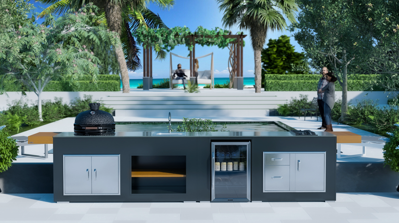 Grillandia Outdoor Kitchen With Hob, Fridge, Sink, Large Bastard and Weather Cover 4.4m