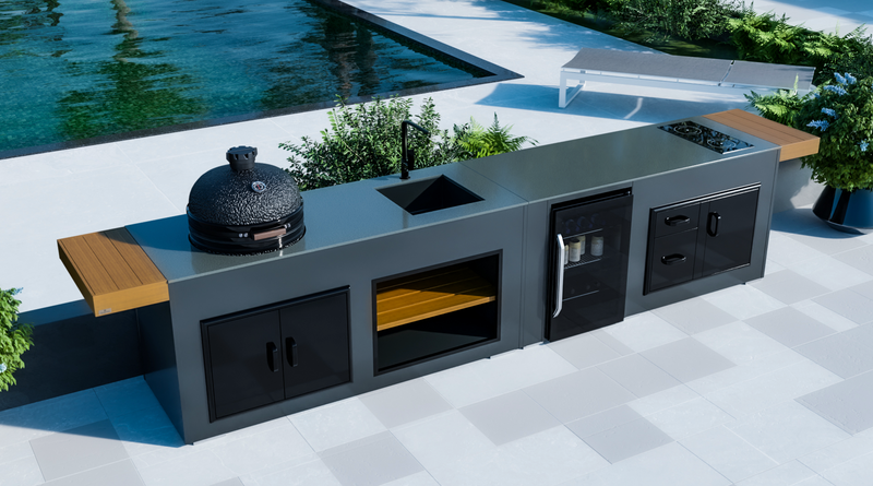 Grillandia Outdoor Kitchen With Hob, Fridge, Sink, Large Bastard and Weather Cover 4.4m