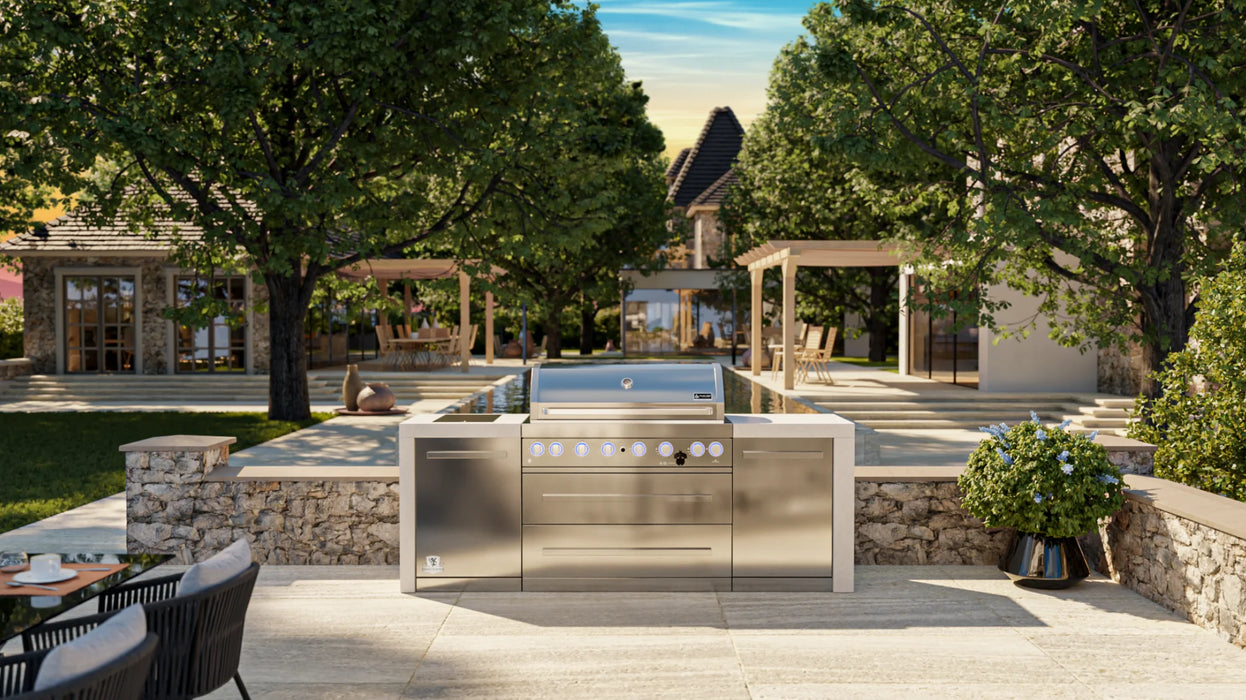 Mont Alpi Outdoor kitchen Mai805-Deluxe Island features a 6-burner gas grill  2.4M