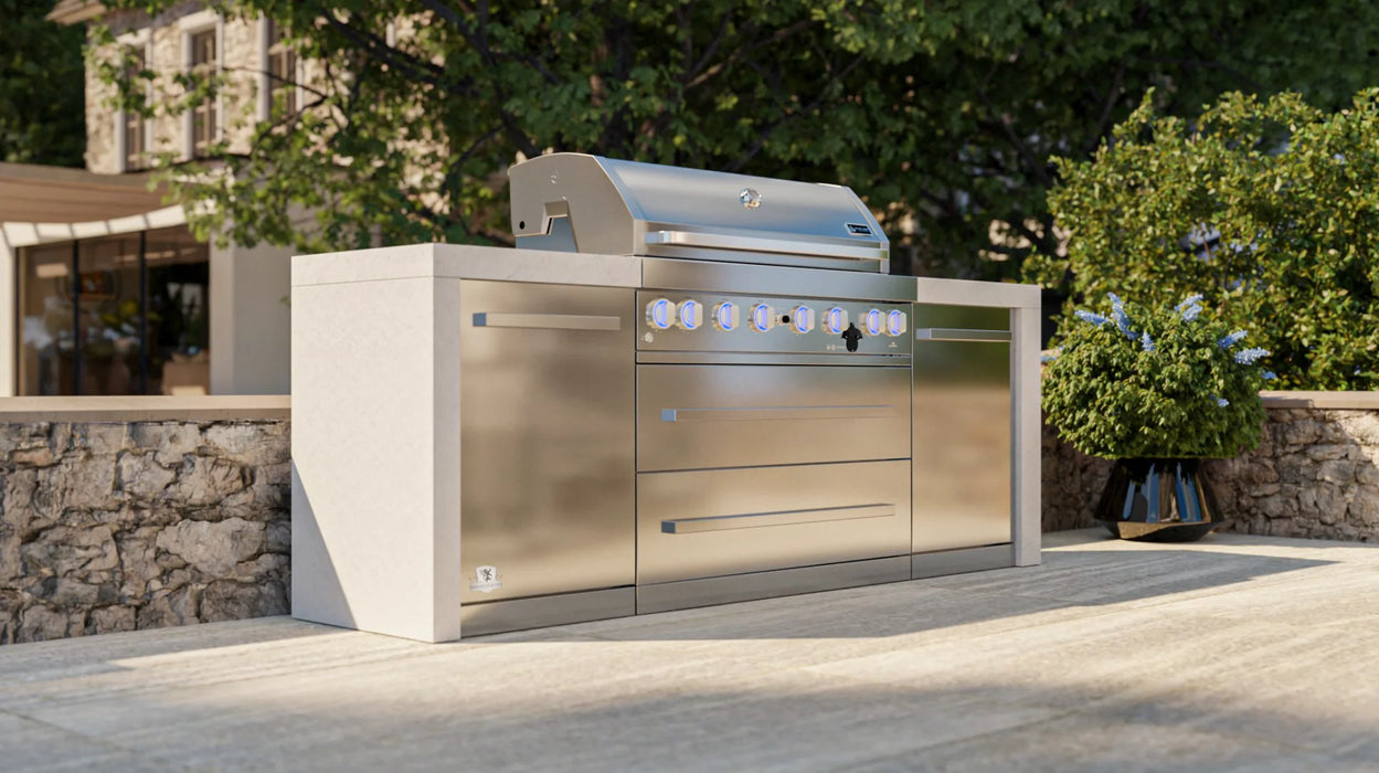 Mont Alpi Outdoor kitchen Mai805-Deluxe Island features a 6-burner gas grill  2.4M