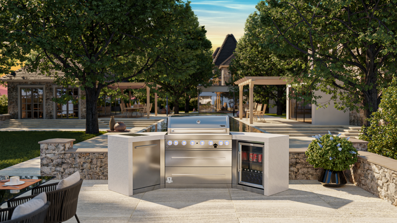 Mont Alpi Outdoor kitchen 6 Burner, Fridge and Weather Cover 2.8m