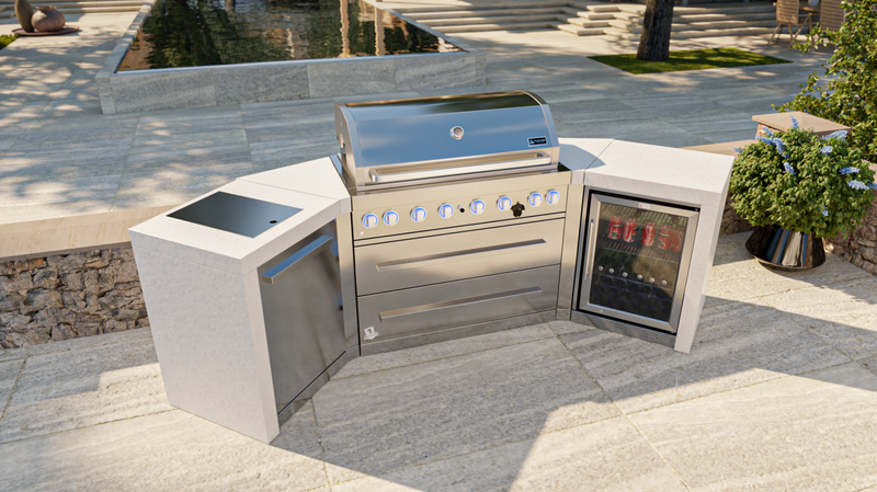 Mont Alpi Outdoor kitchen 6 Burner, Fridge and Weather Cover 2.8m