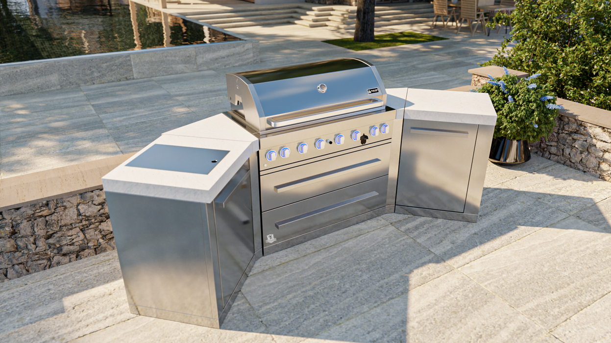 Mont Alpi Outdoor kitchen 6-burner island grill with 45-degree corners MAi805-D45 + Cover 2.8M