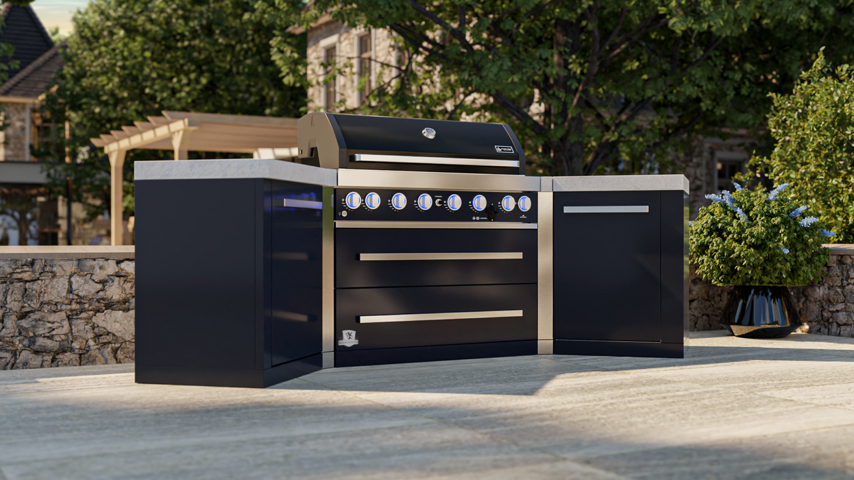 Mont Alpi Outdoor kitchen 805 Black Stainless Steel Island with 45-degree corners + Cover 2.8M
