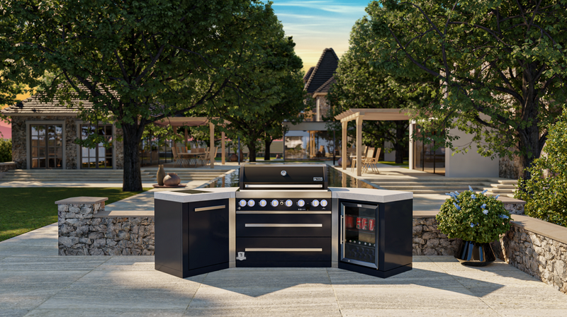 Mont Alpi Outdoor kitchen Black 6 Burner, Fridge and Weather Cover - 2.8m