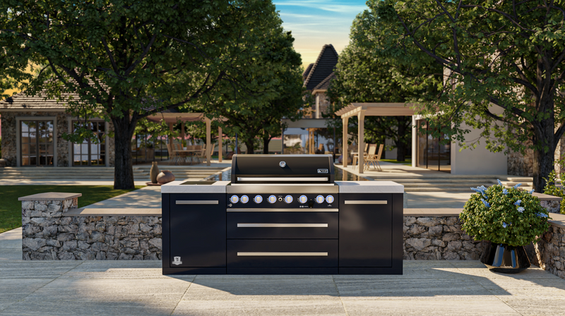 Mont Alpi Outdoor kitchen Black 6 Burner, and Weather Cover - 2.4m