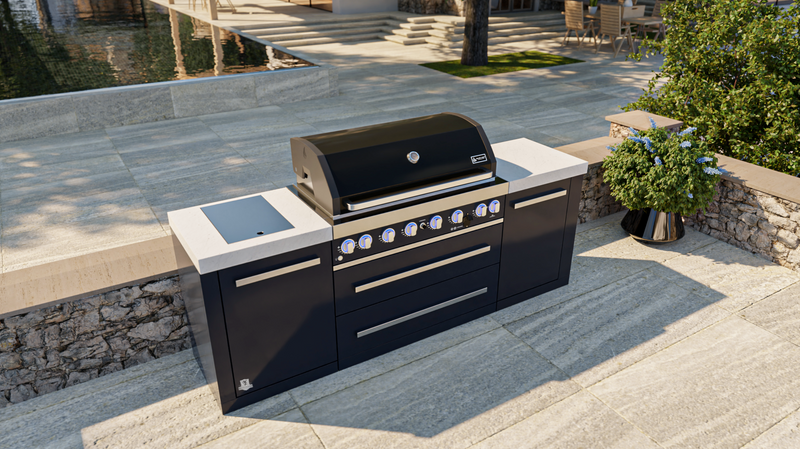 Mont Alpi Outdoor kitchen Black 6 Burner, and Weather Cover - 2.4m