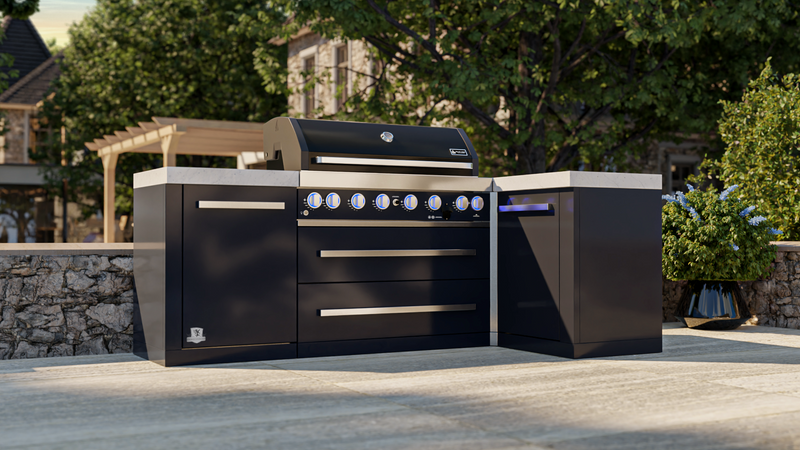 Mont Alpi Outdoor kitchen Black 6 Burner and Weather Cover - 2.4m