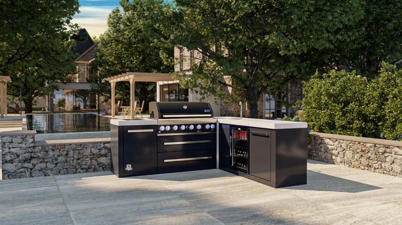 Mont Alpi Outdoor kitchen Black 6 Burner, Fridge, Sink and Weather Cover