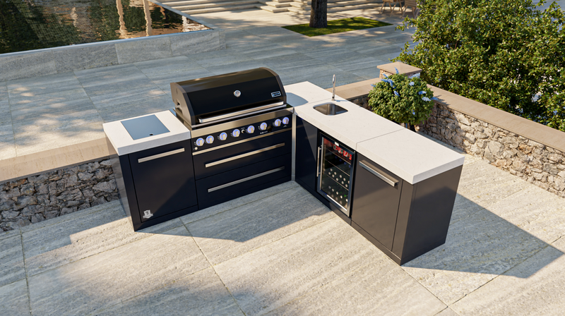 Mont Alpi Outdoor kitchen Black 6 Burner, Fridge, Sink and Weather Cover