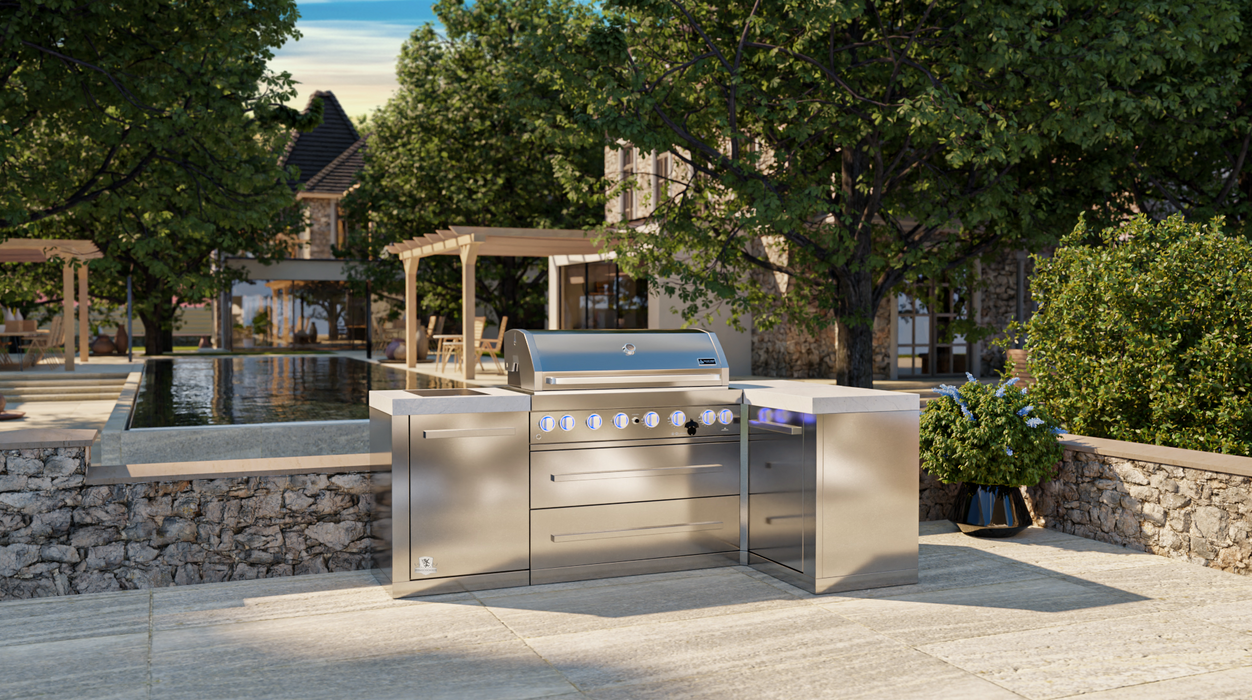 Mont Alpi Outdoor kitchen 805 Island with a 90 Degree Corner + Cover - 2.4M