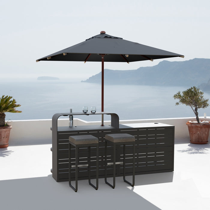 Luxurious Air Anthracite Outdoor Bar, 2.2M Made of Aluminium, Modular System for Private and Commercial Use