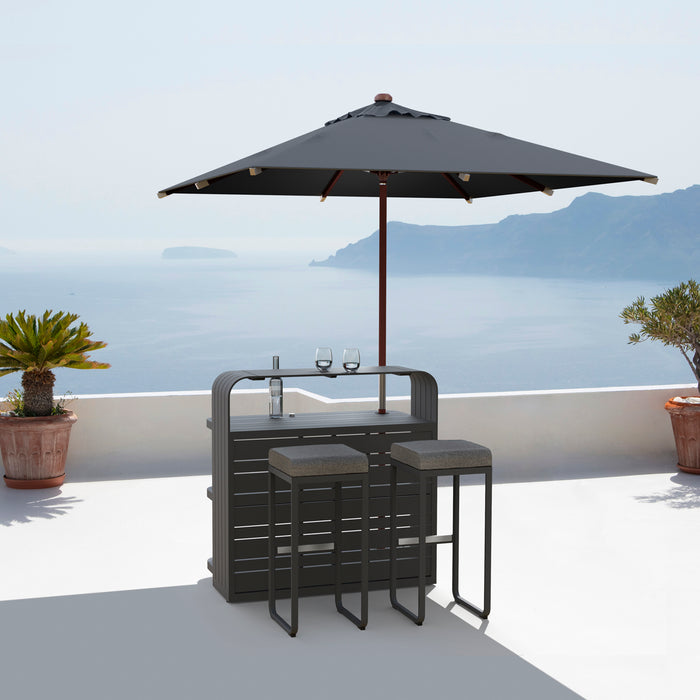 Luxurious Air Anthracite Outdoor Bar, 1.1M Made of Aluminium, Modular System for Private and Commercial Use