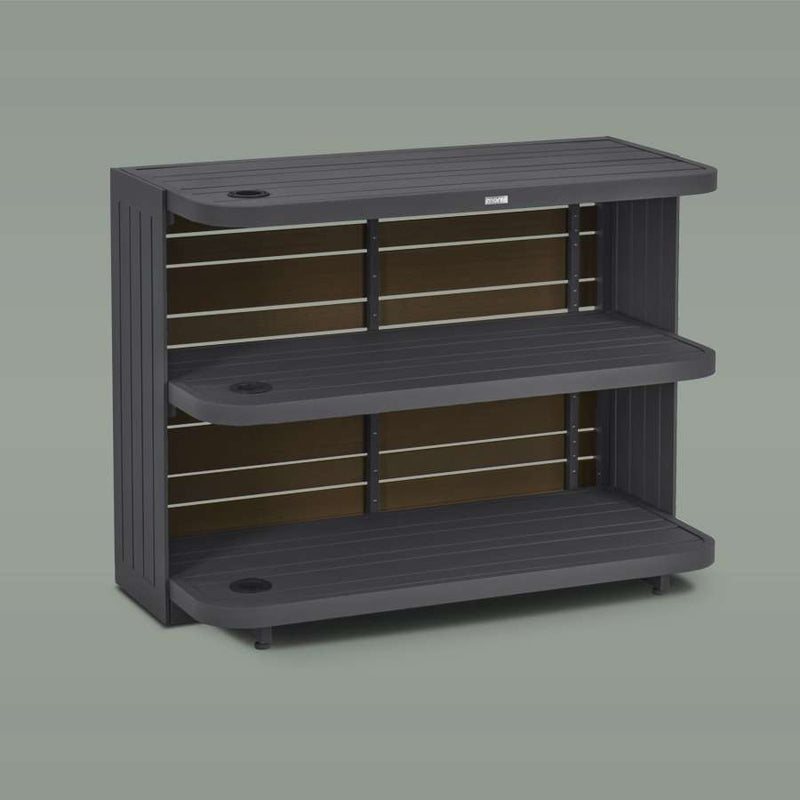 Luxurious Air Anthracite/Wood Outdoor Bar, 1.1M Made of Aluminium, Modular System for Private and Commercial Use