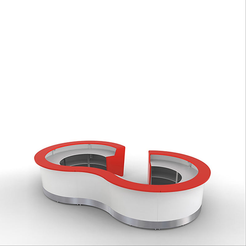 Front Reception Counter For Pub, Hotel, Hospital,  Iluminated / Counter LED - Complete Set Color Decor Red Top