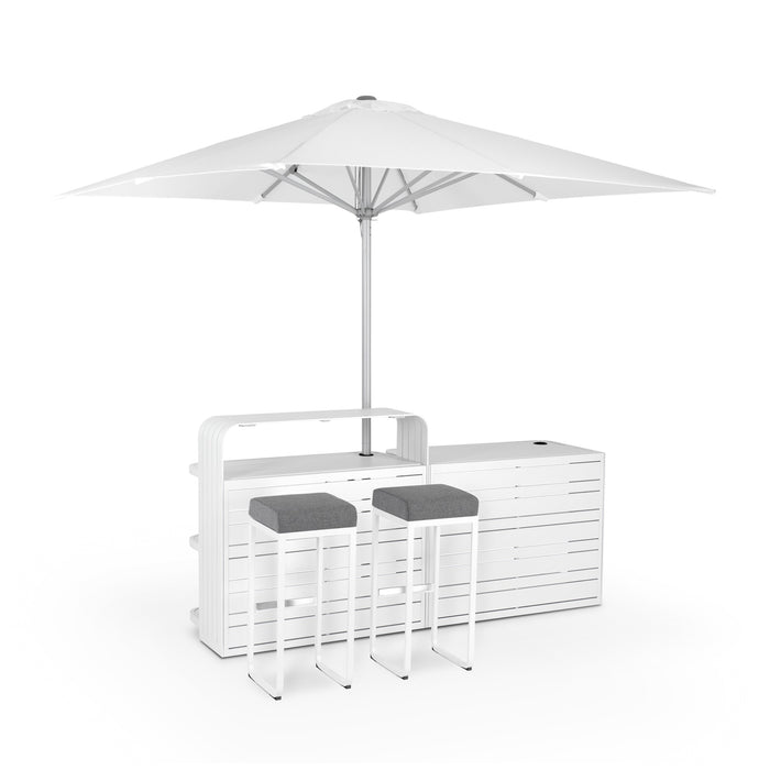 Luxurious Air White Outdoor Bar, 2.2M Made of Aluminium, Modular System for Private and Commercial Use