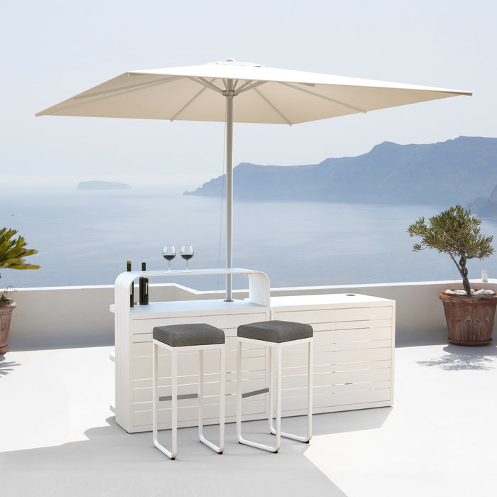 Luxurious Air White Outdoor Bar, 2.2M Made of Aluminium, Modular System for Private and Commercial Use