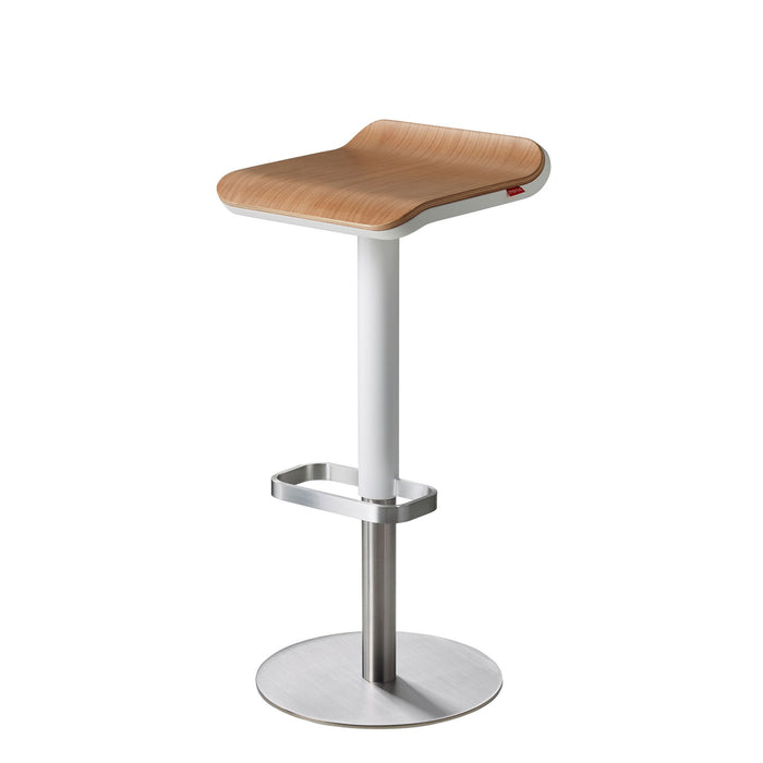 Bar Stool ED Height-adjustable  white / oak / stainless steel x2