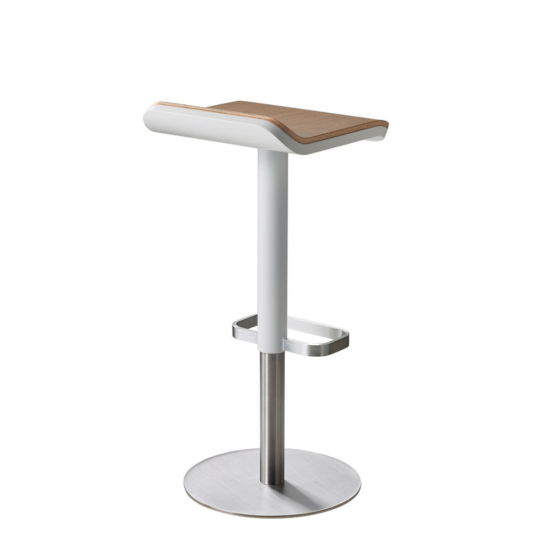 Bar Stool ED Height-adjustable  white / oak / stainless steel