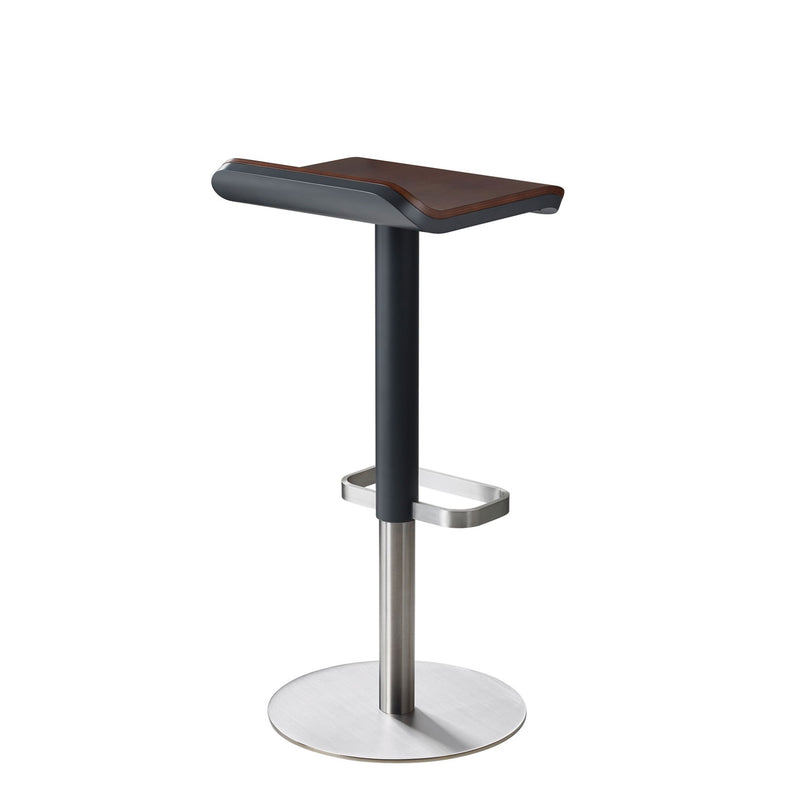 Bar Stool ED Height-adjustable  anthracite / walnut / stainless steel