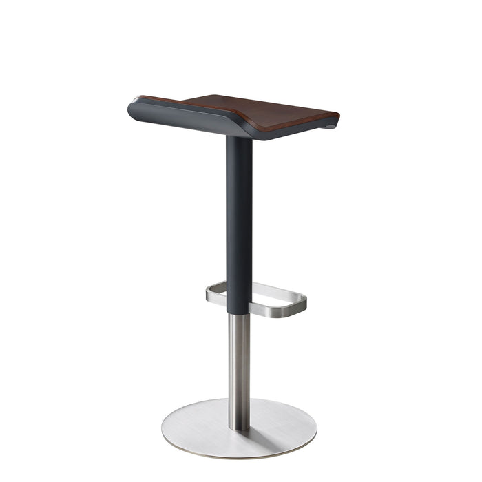 Bar Stool ED Height-adjustable  anthracite / walnut / stainless steel x2