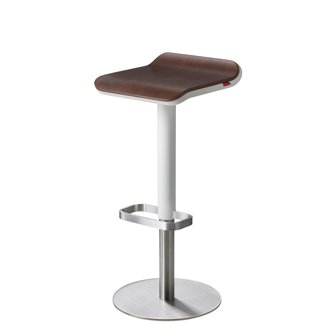 Bar Stool ED Height-adjustable  white / walnut / stainless steel x2