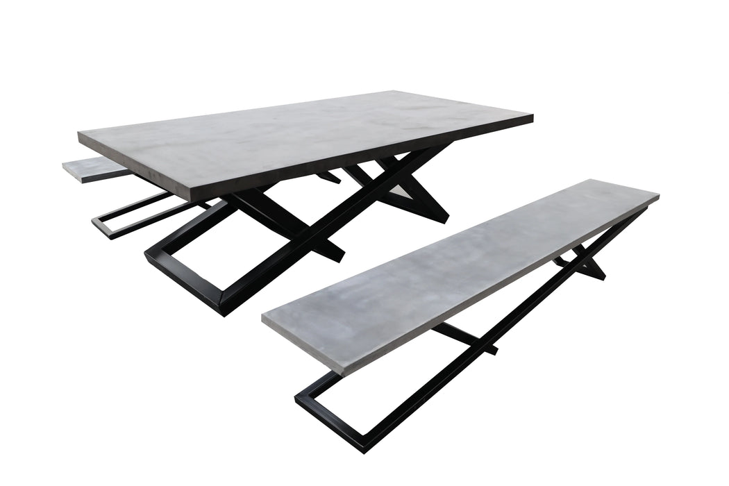 Dining Table Set with Black Steel Base