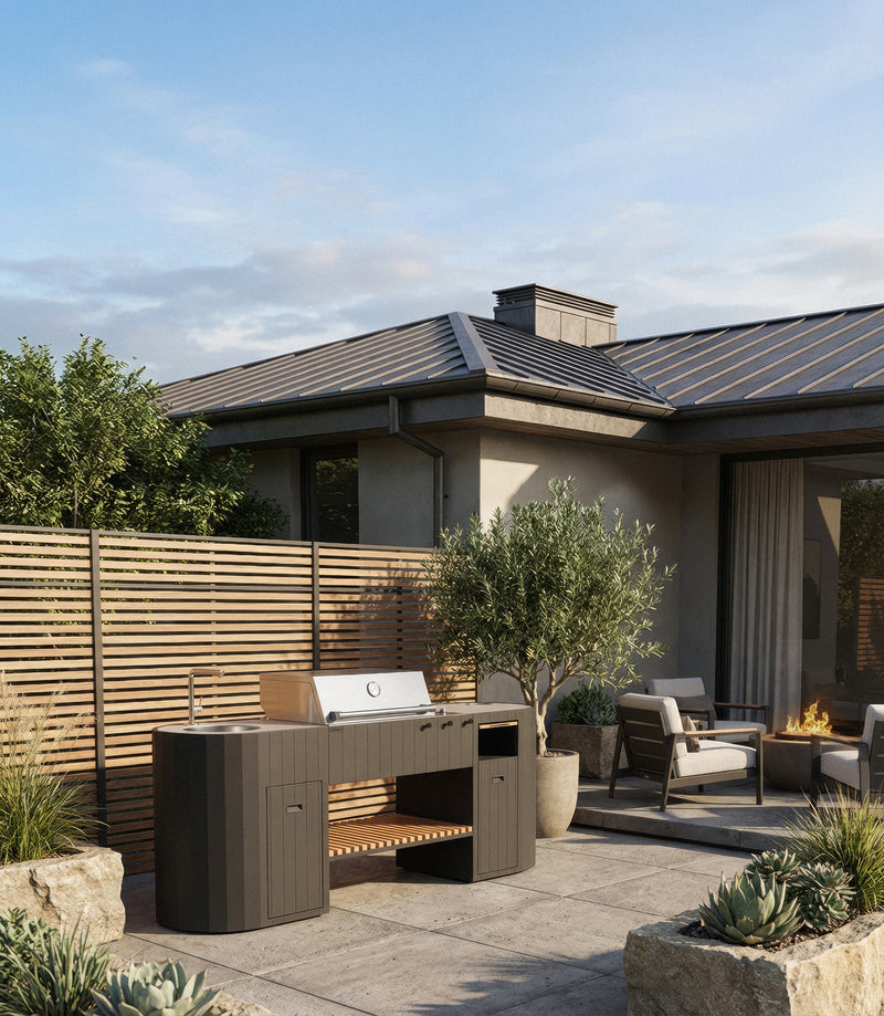 OVO Outdoor kitchens Paired with 3 Burner Gas BBQ, and Sink GL | 2.3M