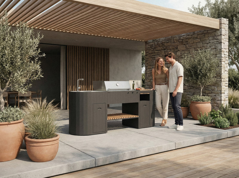 OVO Outdoor kitchens Paired with 3 Burner Gas BBQ, and Sink GL | 2.3M