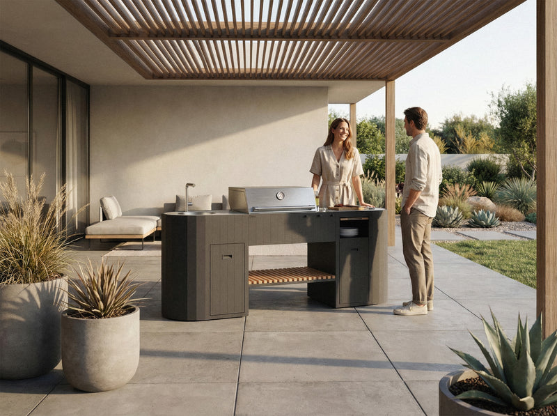 OVO Outdoor kitchens Paired with 3 Burner Gas BBQ, and Sink GL | 2.3M