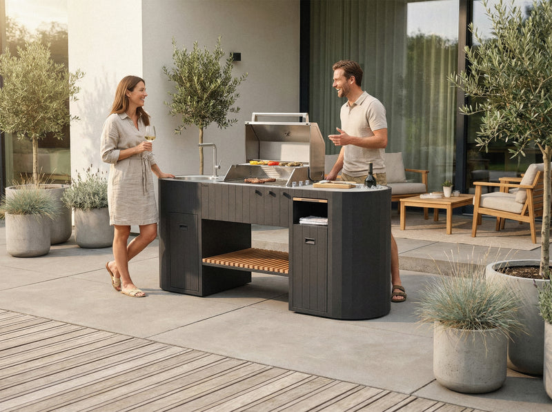 OVO Outdoor kitchens Paired with 3 Burner Gas BBQ, and Sink GL | 2.3M